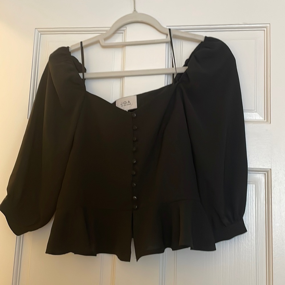 J.O.A. Peplum Cropped top with shoulder details
